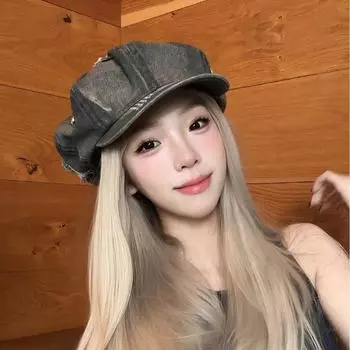 На открытом воздухе ретро литературная атмосфера Берет женский весна Американская горячая девушка стирка постепенное изменение моды универсальный большой окружность головы шоу M56-58cm чёрный