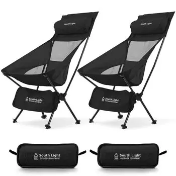 На открытом воздухе с Ultra 2025 Новая высокая спинка кемпинга вместимость сумка для хранения легко носить с собой для гор 2 цвета 2 стула, складной, подушка, легкий, чёрный
