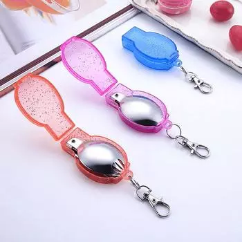 На открытом воздухе складная дорожная посуда для кемпинга из нержавеющей стали, карманная ложка, вилка