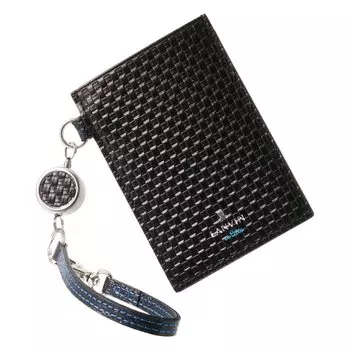 на подарочной упаковке с фирменным футляром для карточек Shopper с катушкой Espace 345164 LANVIN en Bleu Commuter Holder из натуральной коровьей кожи. Наша ограниченная