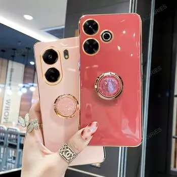 На Redmi13c Redmi13 C Роскошный держатель для кольца на палец Подставка Чехол для телефона для Xiaomi Redmi 13 13c 4g 5g Покрытие Мягкая силиконовая задняя крышка Redmi 13 4g