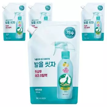 На тело Хлопковый гель для ног Шампунь для ног с ароматом лимона и мяты Сменный блок 500 мл, 1 шт., 4 шт.