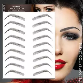 На водной основе, похожие на волосы, подлинные наклейки для татуировки бровей, ложная косметика, макияж, долговечный Wat C5D7 BROWN-13