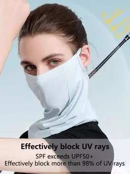 Набедренная повязка на шею с ушными петлями для рыбалки, пешего туризма, бега, езды на велосипеде, гольфа, лицевая крышка One Size серый