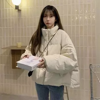 Набитая вручную хлопковая подкладка, женская зимняя корейская версия, свободная студенческая одежда, короткая хлопковая подкладка S Suggestions - [80-50kg] синий