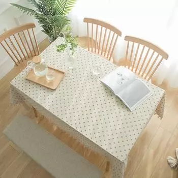 Набивная хлопковая и льняная бытовая скатерть, украшение для полотенца, кисточка, прямоугольная пыленепроницаемая скатерть 90 бежевый