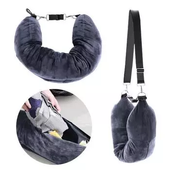 Набивная подушка для шеи для путешествий, набивная дорожная подушка для шеи, чехол для подушки для шеи, самонаполняемая трубчатая подушка, чехол для подушки для путешествий прохладный черный