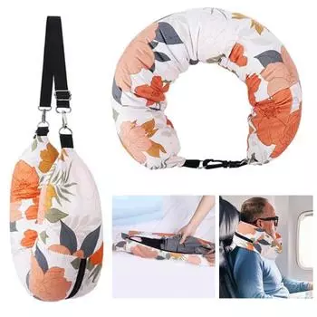 Набивная подушка для шеи Регулируемая самонаполняющаяся конструкция Износостойкая, безопасная для кожи Подушка U-образной формы с ремешком на застежке Подушка для поддержки шеи белый