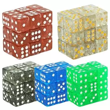 Набор 6-сторонних блестящих кубиков для настольных игр, азартных игр, развлечений, вечеринок, кубики D6 с квадратными углами 16 мм и стандартными точками