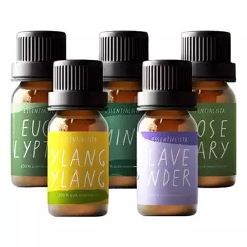 Набор эфирных масел (5 шт), Essential Oils: Eucalyptus, Ylang Ylang, Mint, Lavender, Rosemary Set of 5, Essentialista