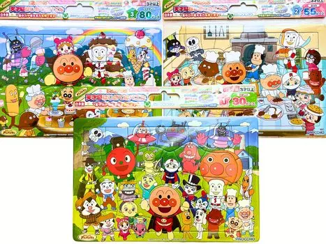набор AGATSUMA Anpanman Genius первый пазл 30 деталей и его 55 деталей 80 деталей нет [3-х частей B] Brain s (Друзья Анпанмана), (Пан Коджо), (Окаши Куни)