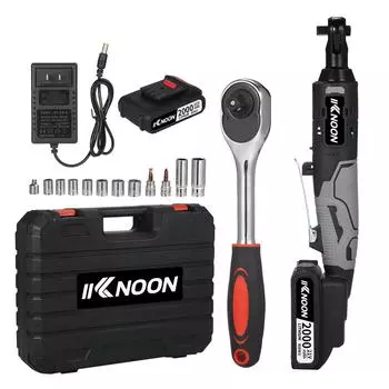Набор аккумуляторных электрических гаечных ключей с трещоткой KKNOON 38 320 об/мин 21 В с питанием от аккумулятора US Plug & 2 Battery