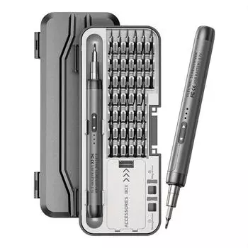 Набор аккумуляторных электрических отверток 46 в 1 с высоким крутящим моментом, тихий и портативный для использования дома и в мастерской серый