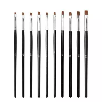 Набор акриловых кистей для ногтей, 10 шт., 6 шт. с плоской головкой + 4 шт. с наклонной головкой, УФ-гель для ногтей, ручка для рисования, кисть для маникюра, набор кистей для ногтей