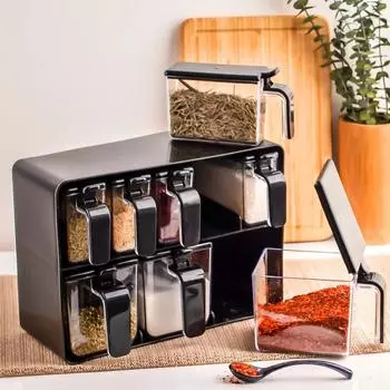 Набор акриловых специй с ложкой и подставкой — 8, 5 и 13 упаковок с опцией