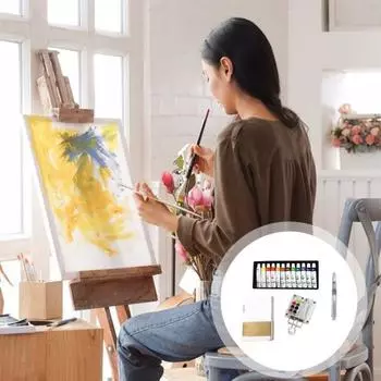 Набор акварельных красок 8/15 ячеек, коробка для красок, мини-палитра для акварели с блокнотом для рисования, карман для ручки, дорожный набор для акварельной живописи 8Grid чистый