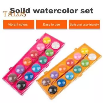 Набор акварельных красок оптом 12 цветов, набор красок в коробке с кисточкой, смываемые акварельные краски, художественные принадлежности для детей, классных комнат, сувениры для вечеринок синий