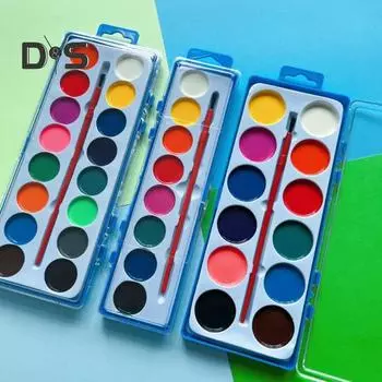 Набор акварельных красок в коробке для детей, смываемые акварельные краски с кисточкой, набор акварельных красок для начинающих, для путешествий, занятий, экскурсий 3pcs 8 colors