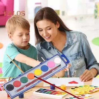 Набор акварельных красок в коробке для детей, смываемые акварельные краски с кисточкой, набор акварельных красок для начинающих, для путешествий, занятий, экскурсий 3pcs 8 colors