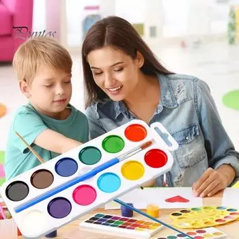 Набор акварельных красок в коробке, набор водорастворимых пигментов с кисточкой, портативная акварельная палитра для детей, взрослых, путешествий, школьных художественных проектов A