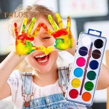 Набор акварельных красок в коробке, смываемые акварельные краски с кисточкой, портативная палитра для акварели, детские художественные принадлежности для подарка на день рождения, для занятий и путешествий A