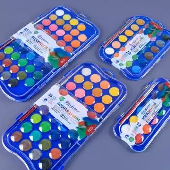 Набор акварельных красок Yousheng с акварельной кистью 12/24/36/48 ярких цветов, высокопигментированная живопись, художественный подарок для начинающих профессионалов 12 colours