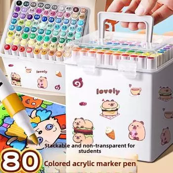 Набор акварельных маркеров Capybara из 80 цветов для школьников и детей