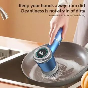Набор электрических чистящих щеток, портативный беспроводной электрический вращающийся скруббер, водонепроницаемый, 3 скорости, цифровой серый