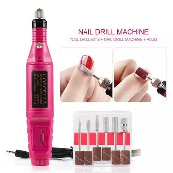 Набор электрических сверл для ногтей COSCELIA, пилочки для педикюра, набор сверл для маникюра, станок, фреза для ногтей, набор фрез для снятия гель-лака для ногтей