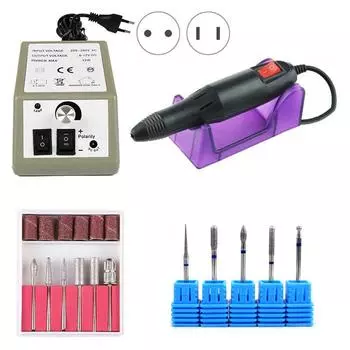 Набор электрических сверл для ногтей Фреза Алмазные насадки для маникюра Буфер для ногтей US серый