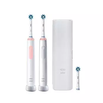Набор электрических зубных щеток Oralbi PRO2500, двойная упаковка, белый+розовый, 3772 (двигатель), 3757X (Зарядное устройство)