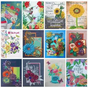 Набор алмазной живописи специальной формы, YEESAM ART Птицы Цветы Хризантемы Подсолнухи 5D DIY Diamond Art