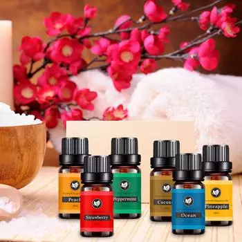 Набор ароматических масел из 6 чистых натуральных ароматерапевтических масел с несколькими фруктовыми ароматами для изготовления мыла для свечей Персик Кокос Клубника 1 set
