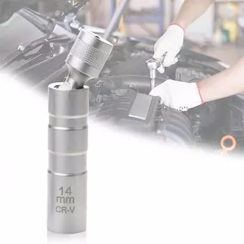 Набор автомобильных головок для свечей зажигания, удлиненный универсальный шарнир, магнитный ключ, инструмент для снятия, привод 3/8 дюйма, CR-V, 12-точечный, 14 мм 14mm
