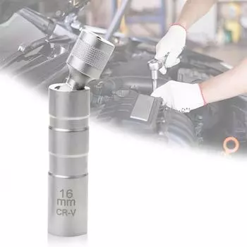Набор автомобильных головок для свечей зажигания, удлиненный универсальный шарнир, магнитный ключ, инструмент для снятия, привод 3/8 дюйма, CR-V, 12-точечный, 16 мм 16mm