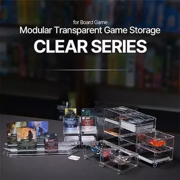 Набор аксессуаров для настольных игр BoardM Clear Series — 4 упаковки подключаемого лотка для карт, мини-держателя для колоды карт, лотка для жетонов, подставки для держателя карт