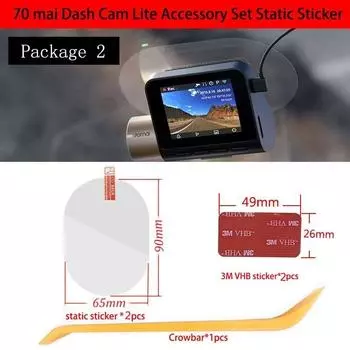 Набор аксессуаров для видеорегистратора 70Mai Lite для Origina, статическая наклейка, крепление для наклейки 3M 70Mai Lite HD, мягкая защитная пленка для экрана с нанопокрытием