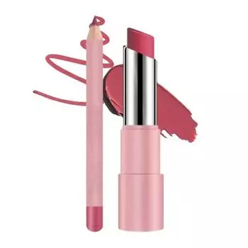 Набор бальзама для губ и карандаша для губ Стойкая водостойкая матовая помада Не скатывающаяся помада Многофункциональный усилитель блеска для губ