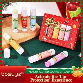 Набор бальзамов для губ 6 рождественских подарочных коробок, содержащих бальзам для губ с фруктовым вкусом A set