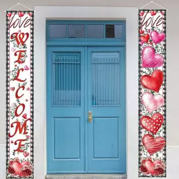 Набор баннеров для крыльца ко Дню святого Валентина, романтическое украшение для двери в виде двустишия