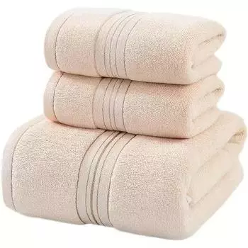 Набор банных полотенец из 3 предметов из чистого хлопка, набор мягких впитывающих полотенец для взрослых, подарочная коробка, большое пляжное полотенце, полотенце для ванной 3pcs жёлтый