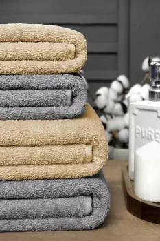 Набор банных полотенец из 4 предметов. Мягкое большое полотенце. Набор хлопковых полотенец 90X150 см, серый.