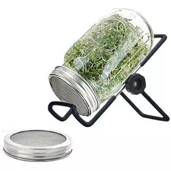 Набор банок для проращивания из нержавеющей стали с широкой горловиной и подставкой. Крышка для проращивания банок Mason. 16oz