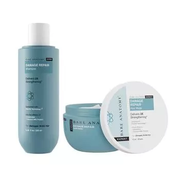 Набор Bare Anatomy Damage Repair Shampoo + маска для волос обеспечивает 3-кратное укрепление 8,45 жидких унций + 8,9 унций веганский