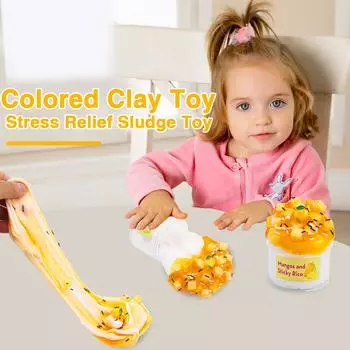 Набор бело-желтой желейной глины с аксессуарами из манго — супермягкая игрушка для снятия стресса для детей и взрослых 1 Set
