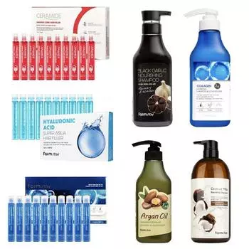 НАБОР бестселлеров Hari для проживания на ферме: Филлер для волос и шампунь (4 варианта) Filler set + Collagen