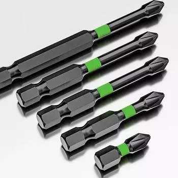 Набор бит отверток с противоскользящим покрытием, 6 шт./компл., набор бит отверток со стальным крестообразным шлицем S2, 6 шт./компл. чёрный