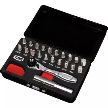 Набор бит-трещоток TONE BRS20MBK Вставка бит и 6,35 мм (1/4 ) Черный Содержимое 22 элемента