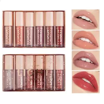 Набор блесков для губ, 6 шт., зеркальная глазурь для губ, жидкая помада, стеклянный бальзам для губ Set A