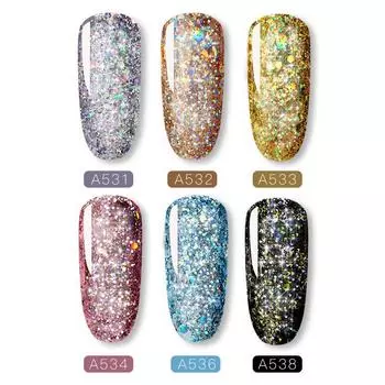 Набор блестящих алмазных гелей ROSALIND, 5 мл, яркий для дизайна ногтей, светодиодная/УФ-лампа RFTC6-11